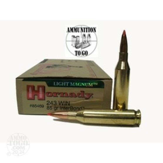 20rds - 243 Win. Hornady 85gr Interbond Light Magnum Ammo